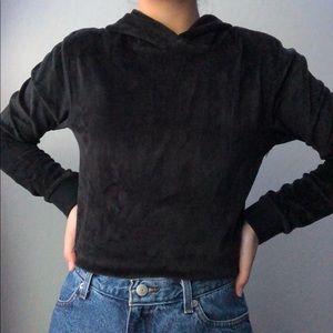 pacsun black velvet velour material hoodie
